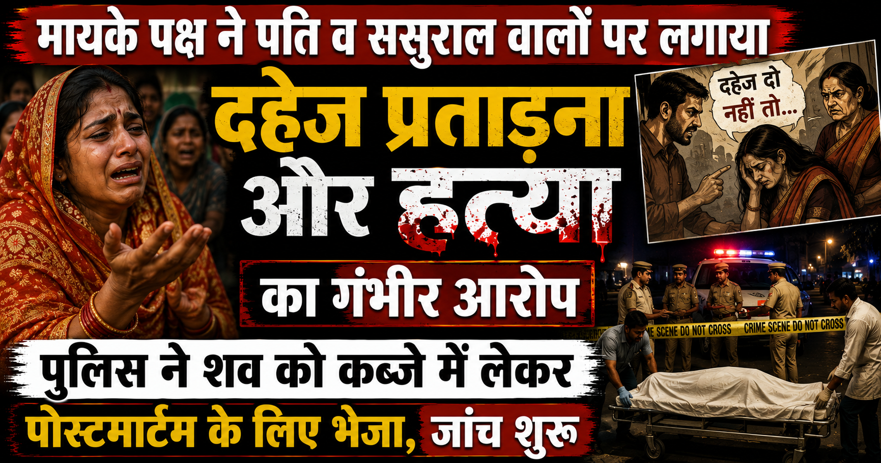मायके पक्ष ने पति व ससुराल वालों पर लगाया दहेज प्रताड़ना और हत्या का गंभीर आरोप; पुलिस ने शव को कब्जे में लेकर पोस्टमार्टम के लिए भेजा, जांच शुरू