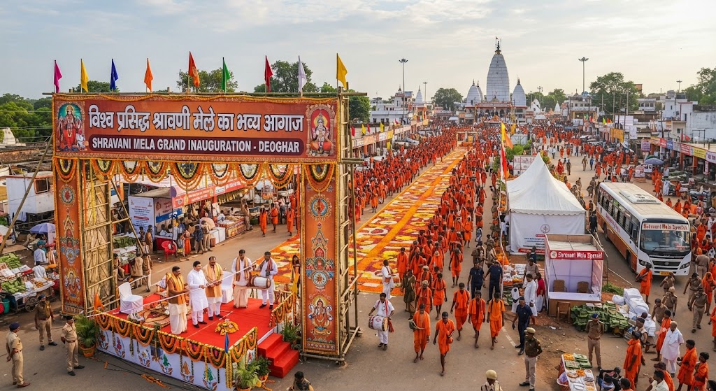 विश्व प्रसिद्ध श्रावणी मेले का भव्य आगाज; मुख्यमंत्री सम्राट चौधरी ने सड़क मार्ग से सुल्तानगंज पहुंचकर किया मेले का विधिवत उद्घाटन, ठीक दोपहर 3.42 बजे हुआ उद्घाटन; अजगैवीनाथ धाम में गूंजे 'बोल बम' के जयकारे