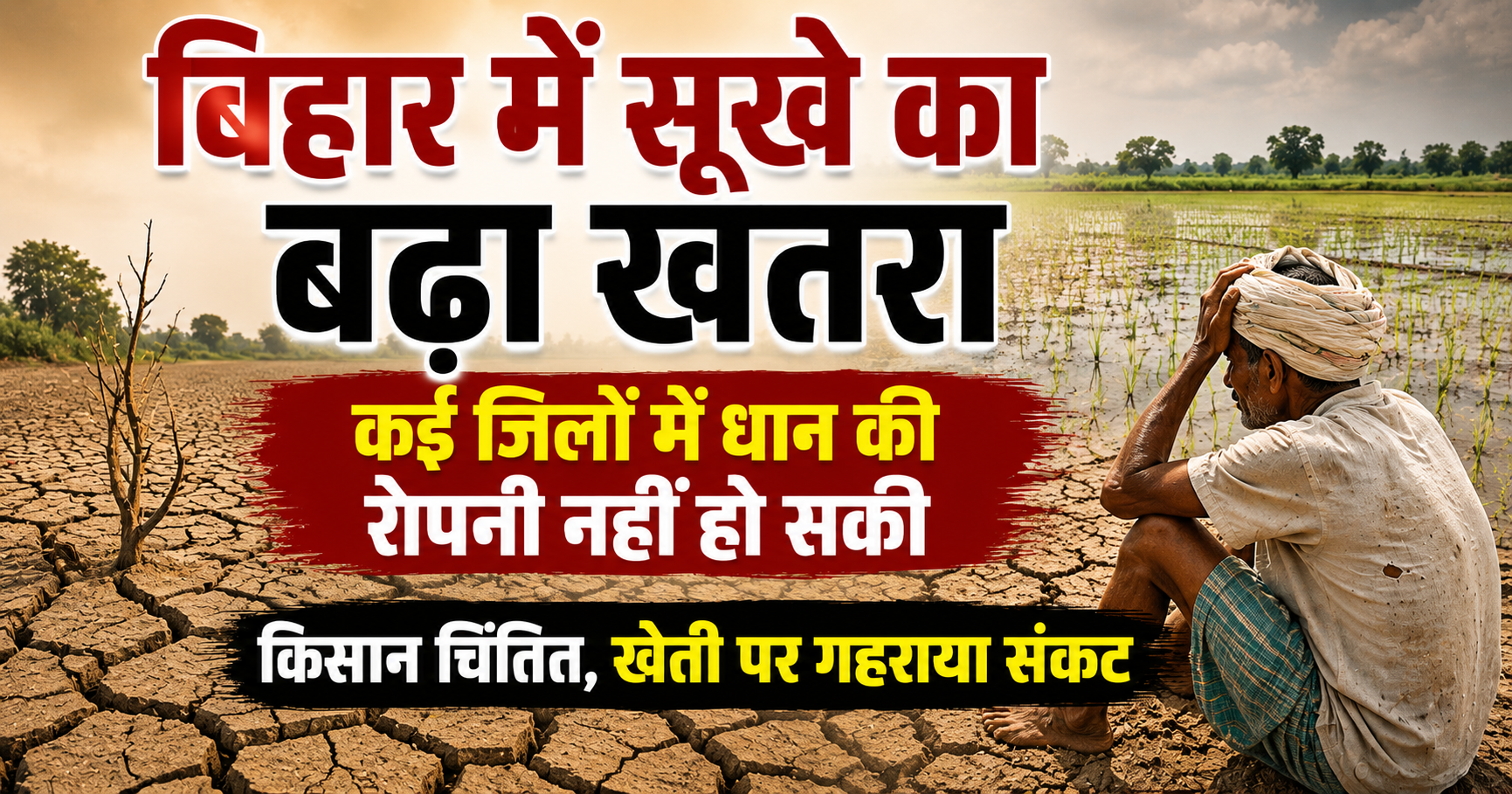 बिहार में सूखे का बढ़ा खतरा, कई जिलों में धान की रोपनी नहीं हो सकी; किसान चिंतित, खेती पर गहराया संकट
