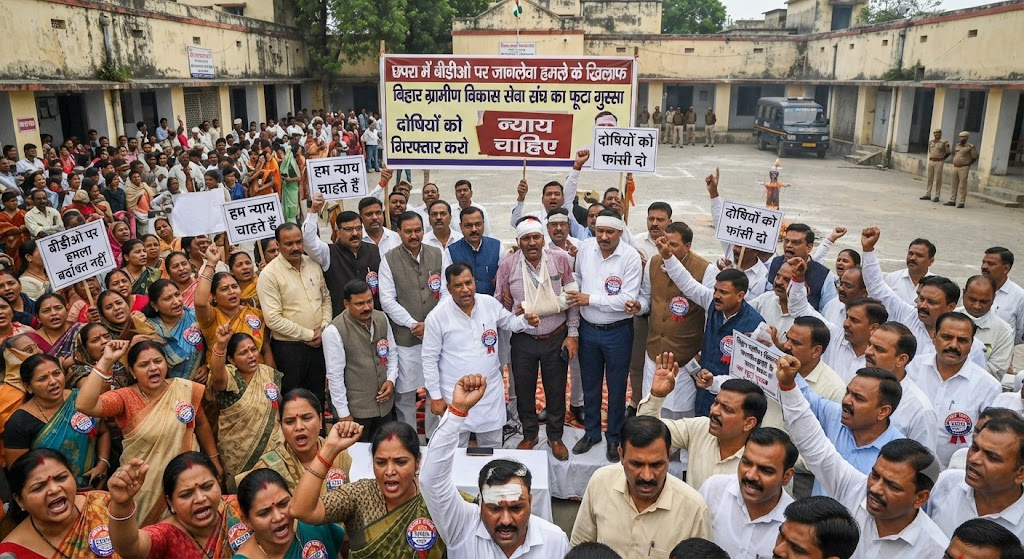 छपरा में बीडीओ पर हुए जानलेवा हमले के खिलाफ बिहार ग्रामीण विकास सेवा संघ का फूटा गुस्सा; नवगछिया में अधिकारियों ने बांधी काली पट्टी, खरीक बीडीओ मोना कुमारी सोनी सहित अन्य ने किया शांतिपूर्ण विरोध और कामकाज
