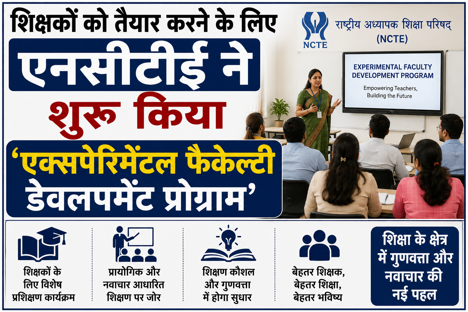शिक्षकों को तैयार करने के लिए एनसीटीई ने शुरू किया 'एक्सपेरिमेंटल फैकेल्टी डेवलपमेंट प्रोग्राम'