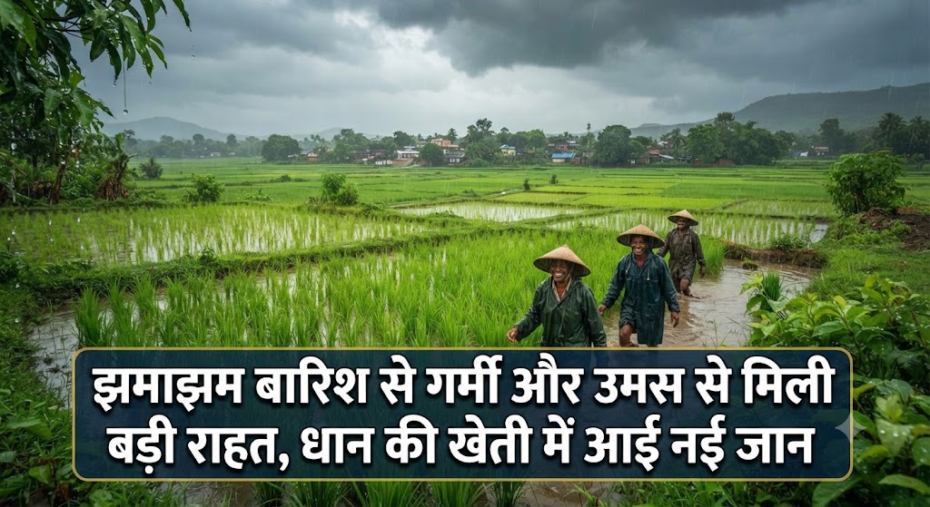 झमाझम बारिश से गर्मी और उमस से मिली बड़ी राहत, धान की खेती में आई नई जान