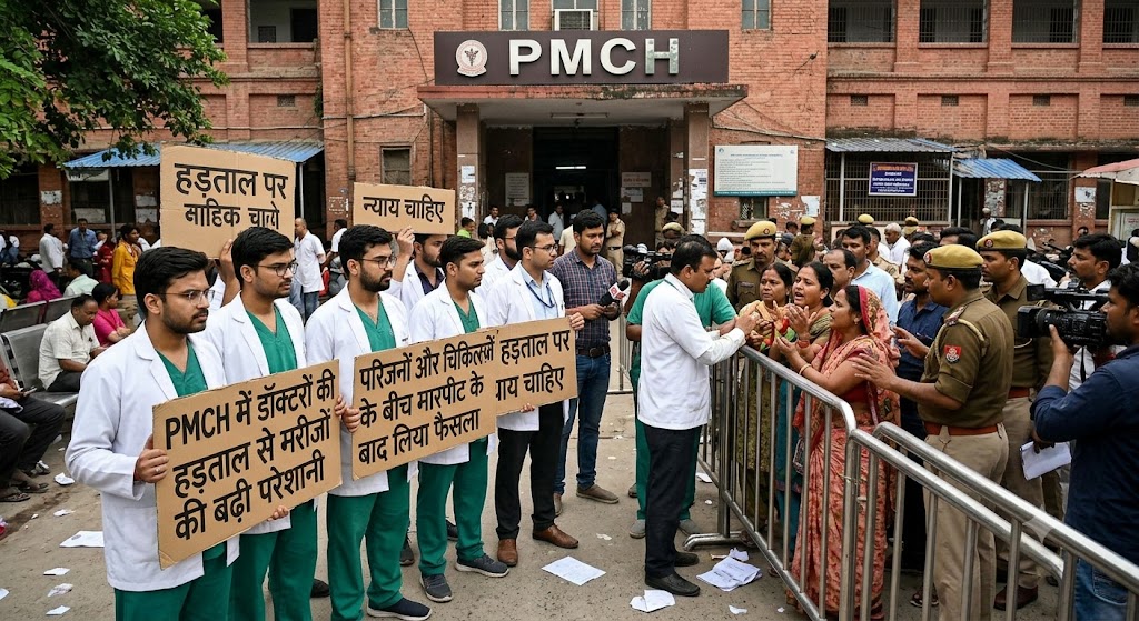 PMCH में डॉक्टरों की हड़ताल से मरीजों की बढ़ी परेशानी, परिजनों और चिकित्सकों के बीच मारपीट के बाद लिया फैसला