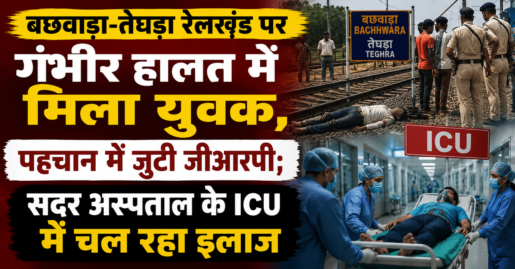 बछवाड़ा-तेघड़ा रेलखंड पर गंभीर हालत में मिला युवक, पहचान में जुटी जीआरपी; सदर अस्पताल के ICU में चल रहा इलाज