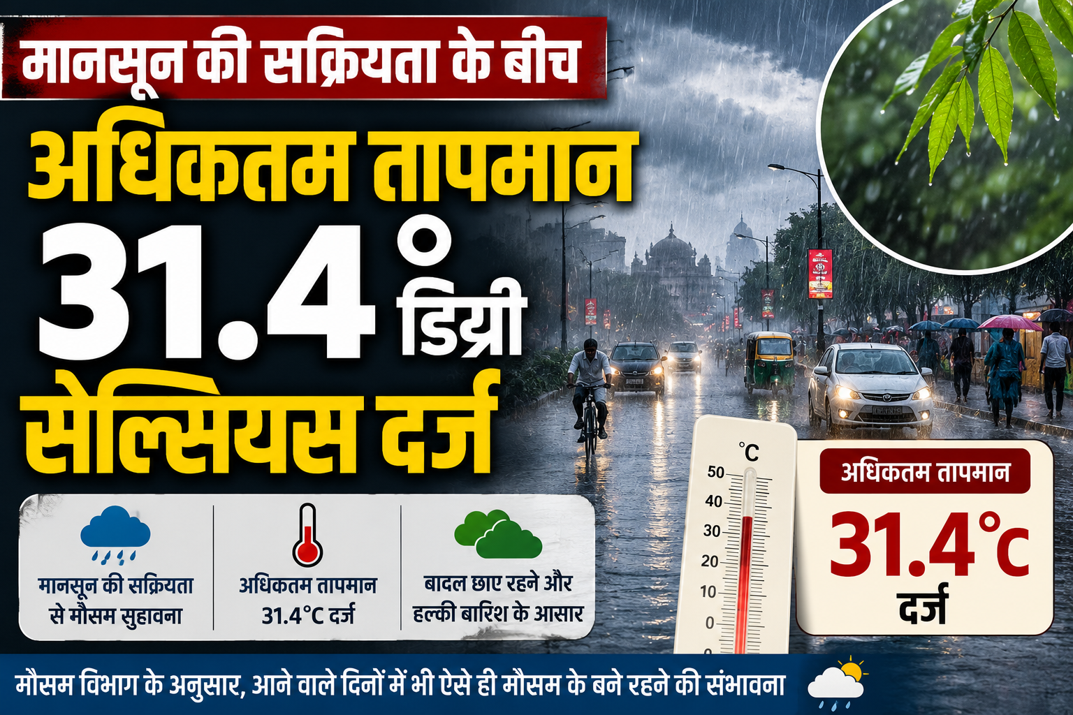 मानसून की सक्रियता के बीच अधिकतम तापमान 31.4 डिग्री सेल्सियस दर्ज; कृषि विभाग ने किसानों को धान की रोपाई में तेजी लाने की दी सलाह, खेतों में लौटी रौनक