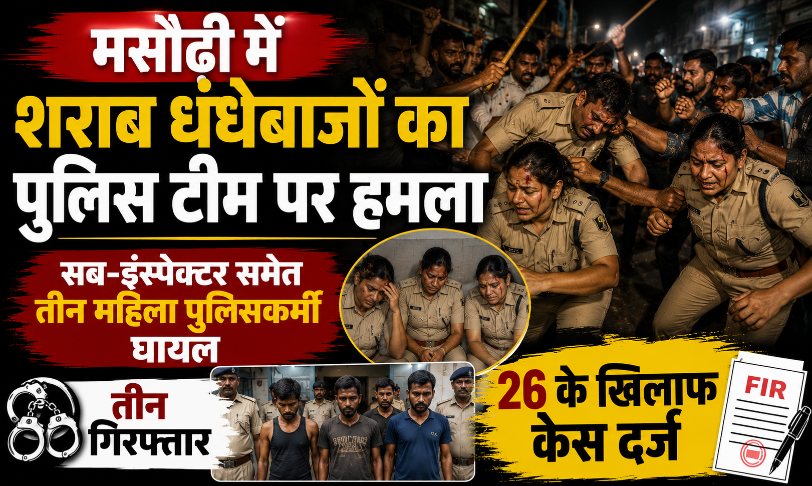 मसौढ़ी में शराब धंधेबाजों का पुलिस टीम पर हमला, सब-इंस्पेक्टर समेत तीन महिला पुलिसकर्मी घायल; तीन गिरफ्तार, 26 के खिलाफ केस दर्ज