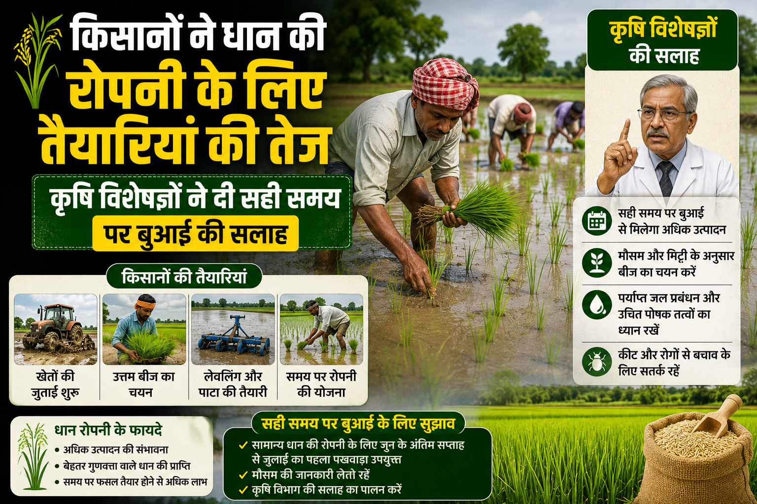 किसानों ने धान की रोपनी के लिए तैयारियां की तेज, कृषि विशेषज्ञों ने दी सही समय पर बुआई की सलाह