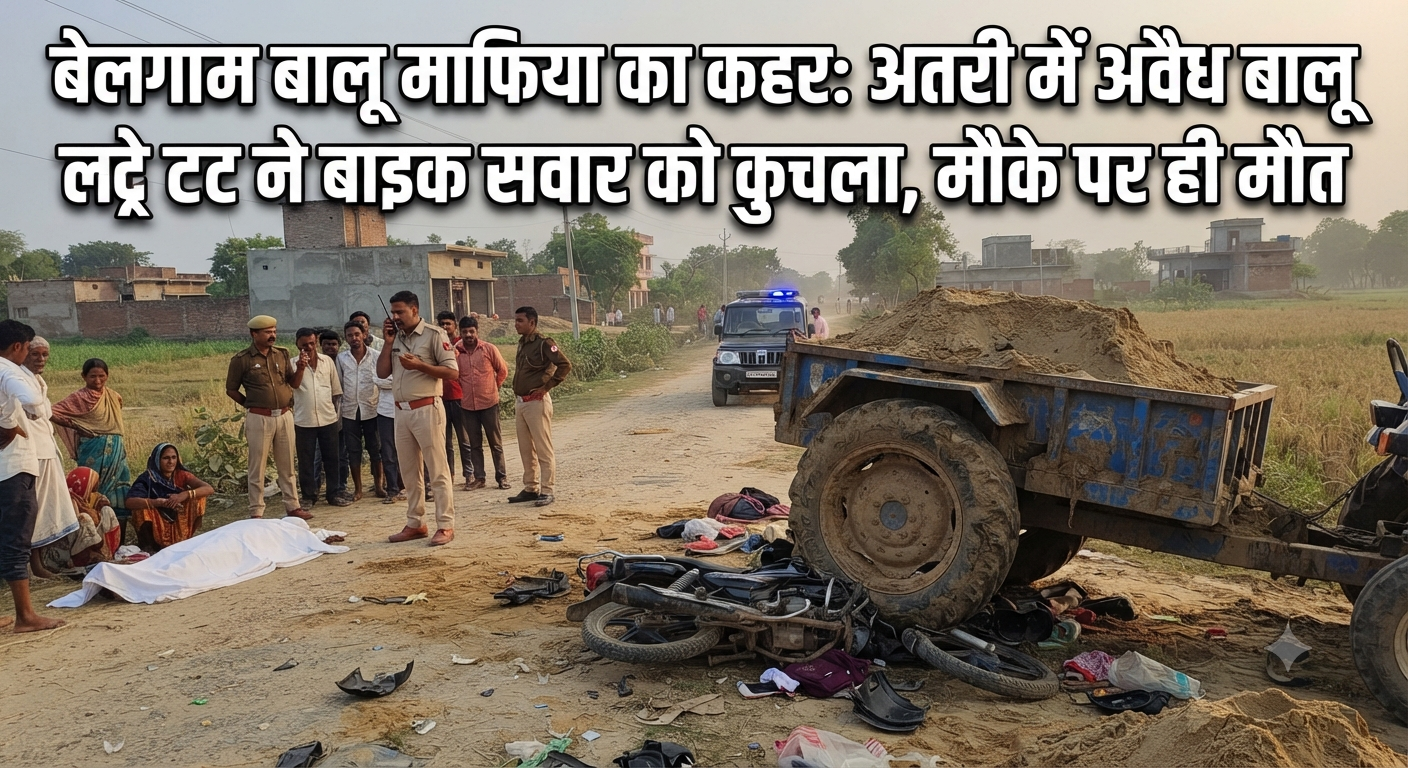बेलगाम बालू माफिया का कहर: अतरी में अवैध बालू लदे ट्रैक्टर ने बाइक सवार को कुचला, मौके पर ही मौत