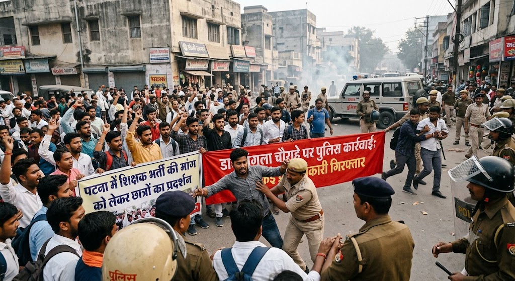 Police Take Action Against Students Demanding Teacher Recruitment, Several Detained at Dakbunglow Chowk