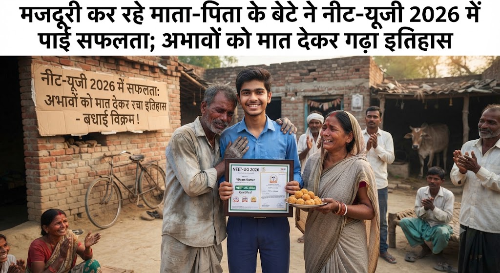 मजदूरी कर रहे माता-पिता के बेटे ने नीट-यूजी 2026 में पाई सफलता; अभावों को मात देकर गढ़ा इतिहास