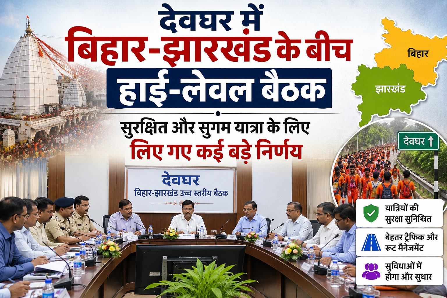 High-Level Meeting Between Bihar and Jharkhand in Deoghar; Key Decisions Made for a Safe and Smooth Pilgrimage