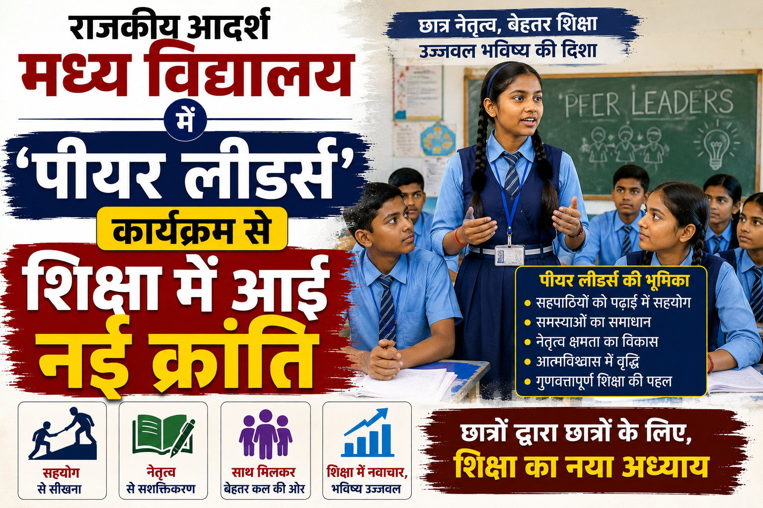 राजकीय आदर्श मध्य विद्यालय में 'पीयर लीडर्स' कार्यक्रम से शिक्षा में आई नई क्रांति