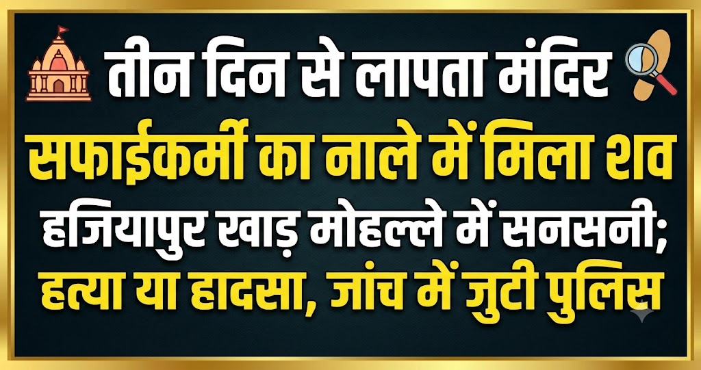 तीन दिन से लापता मंदिर सफाईकर्मी का नाले में मिला शव, हजियापुर खाड़ मोहल्ले में सनसनी; हत्या या हादसा, जांच में जुटी पुलिस
