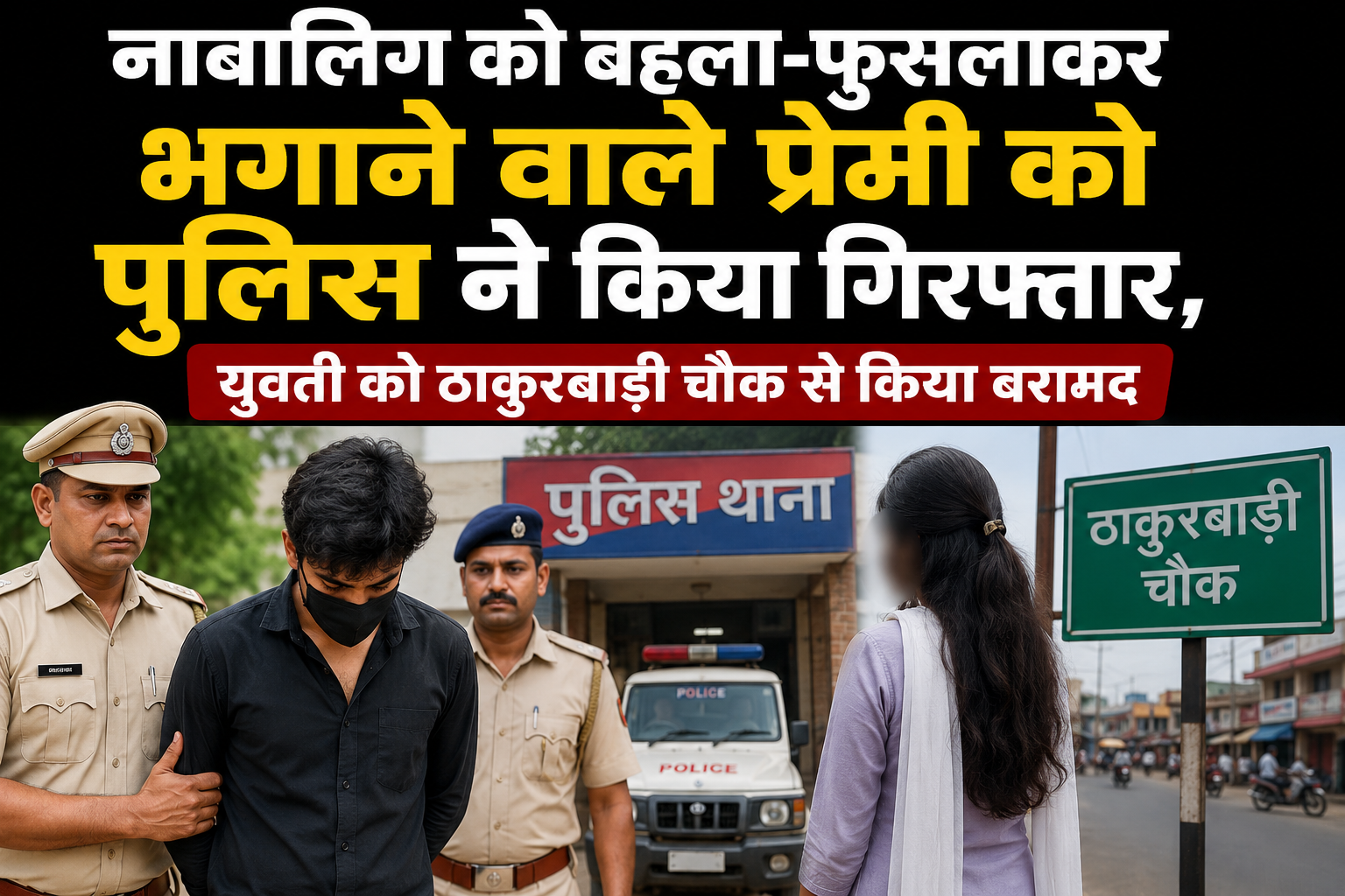 नाबालिग को बहला-फुसलाकर भगाने वाले प्रेमी को पुलिस ने किया गिरफ्तार, युवती को ठाकुरबाड़ी चौक से किया बरामद