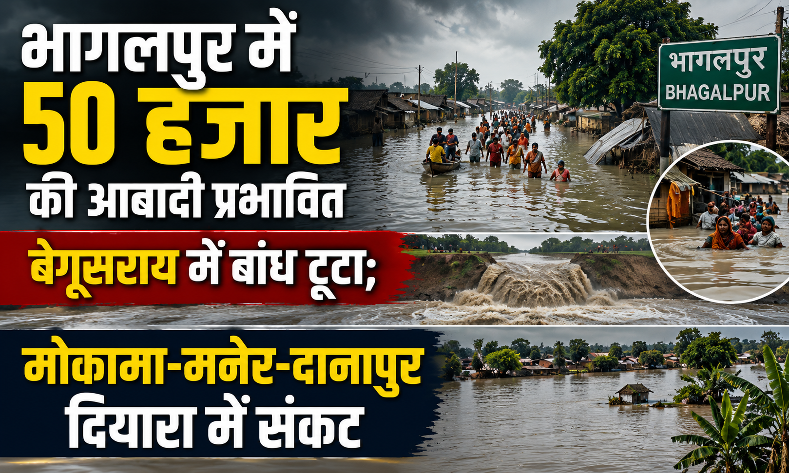 50,000 People Affected in Bhagalpur, Embankment Breached in Begusarai; Mokama, Maner and Danapur Diara Areas in Trouble