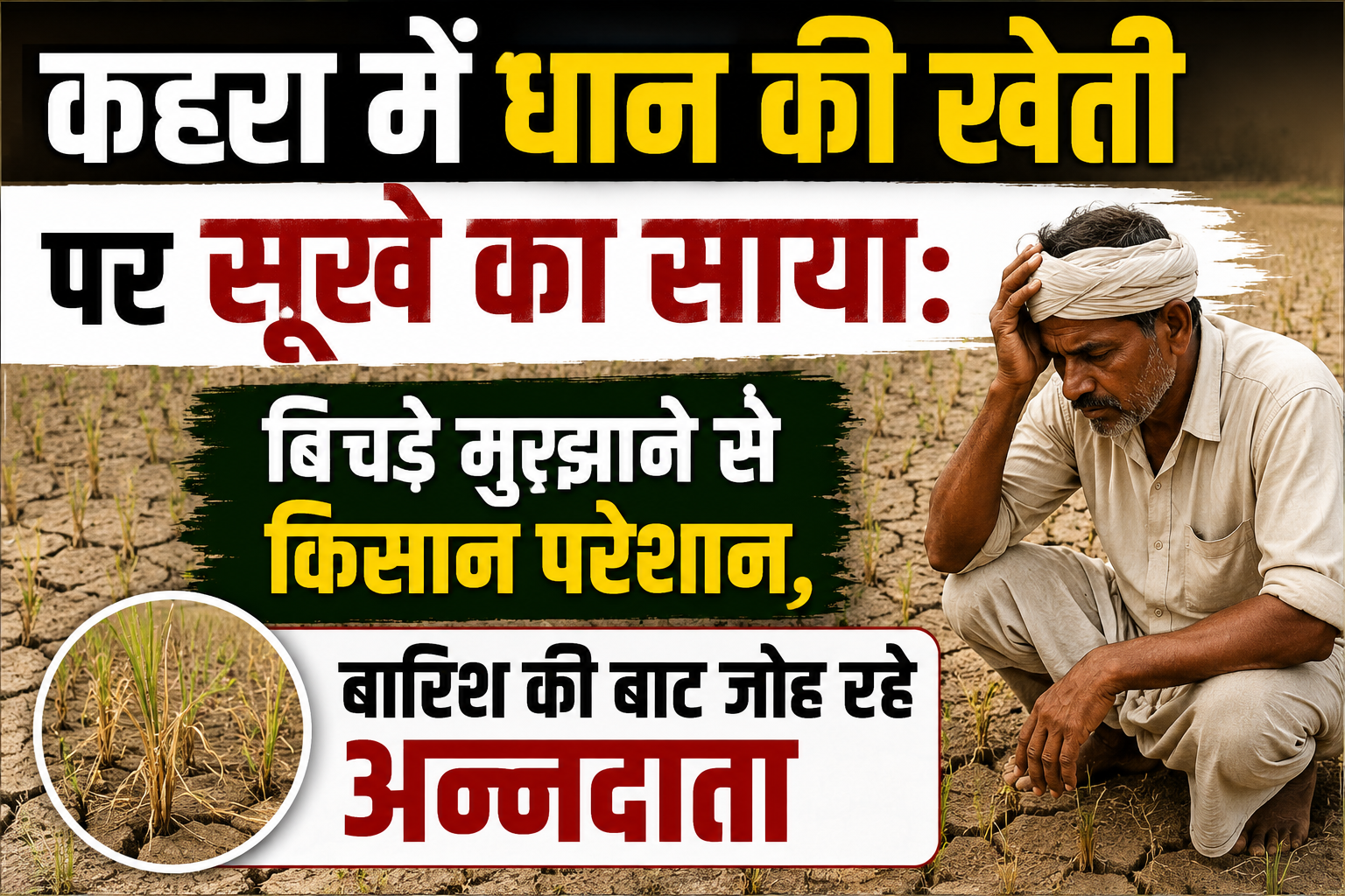 कहरा में धान की खेती पर सूखे का साया: बिचड़े मुरझाने से किसान परेशान, बारिश की बाट जोह रहे अन्नदाता