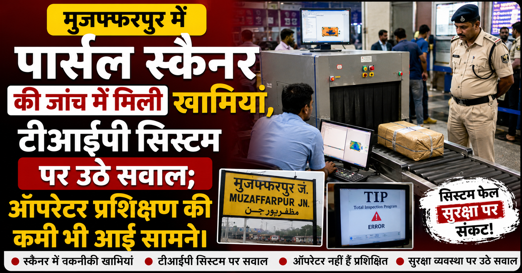 मुजफ्फरपुर में पार्सल स्कैनर की जांच में मिली खामियां, टीआईपी सिस्टम पर उठे सवाल; ऑपरेटर प्रशिक्षण की कमी भी आई सामने