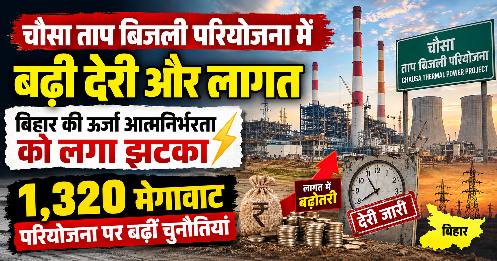 चौसा ताप बिजली परियोजना में बढ़ी देरी और लागत, बिहार की ऊर्जा आत्मनिर्भरता को लगा झटका; 1,320 मेगावाट परियोजना पर बढ़ीं चुनौतियां